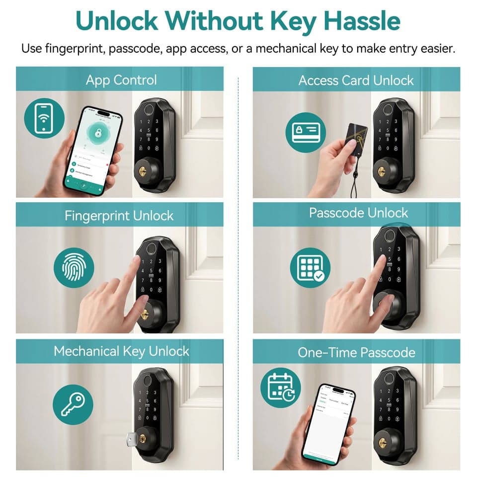 SJJ Aluminum Fingerprint Deadbolt detail photo 1 — Tuya/TTLock app