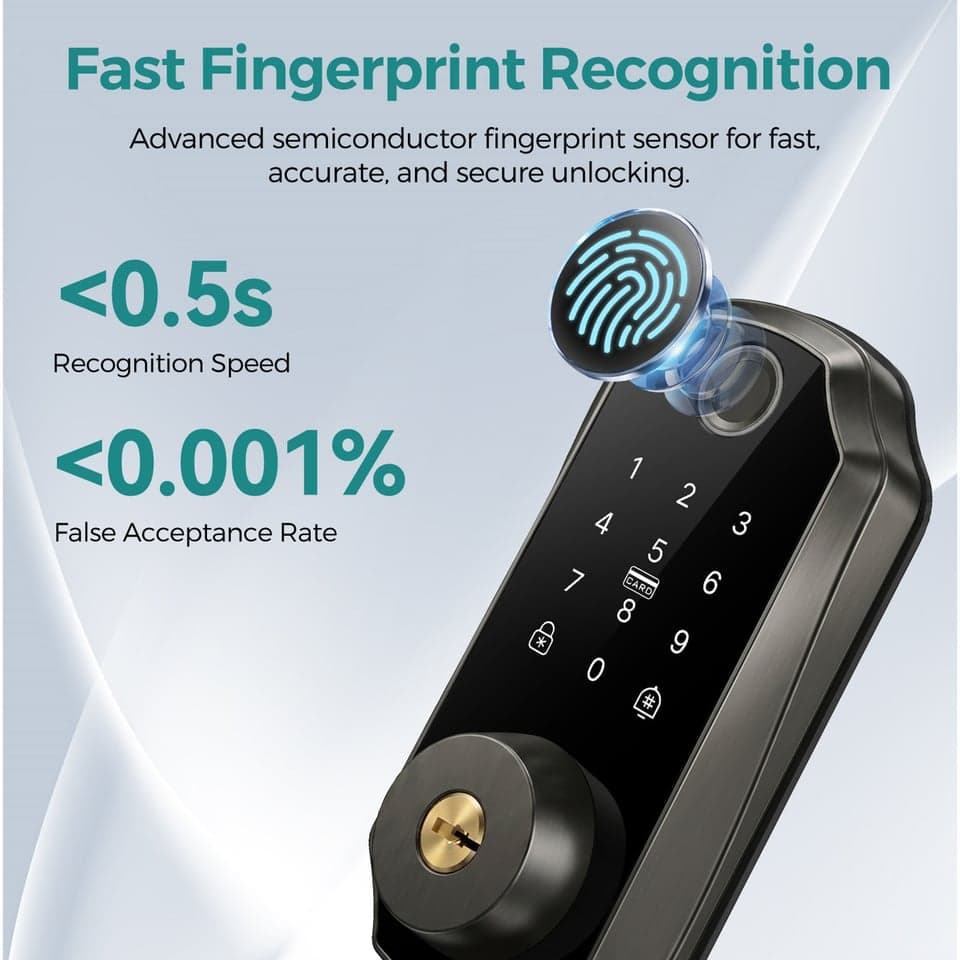 SJJ Aluminum Fingerprint Deadbolt detail photo 3 — Tuya/TTLock app