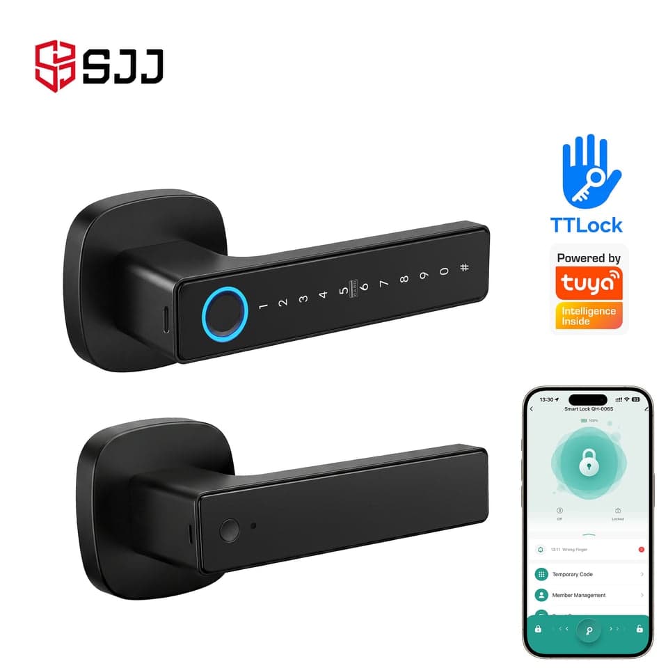 SJJ Fingerprint Lever Lock Apartment/Hotel detail photo 1 — Tuya/TTLock app