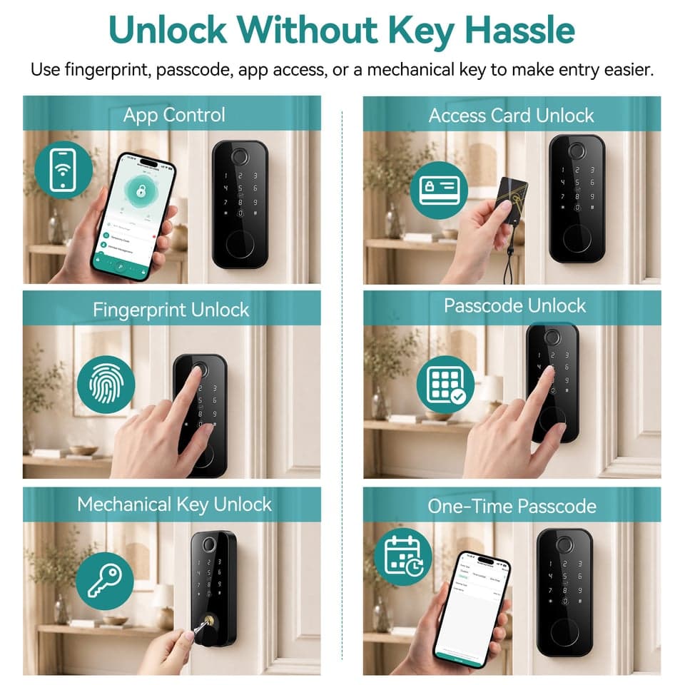 SJJ Fingerprint Deadbolt Aluminum Tuya detail photo 2 — Tuya/TTLock app