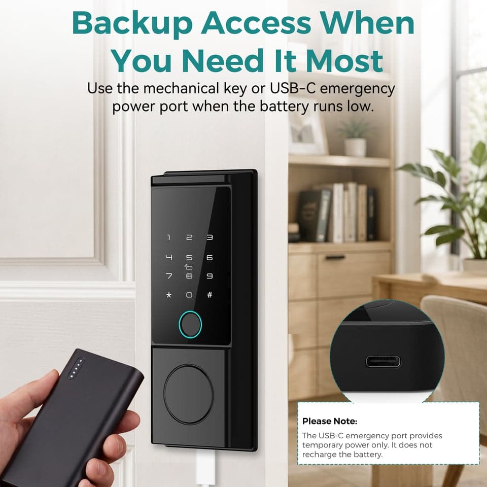 SJJ Fingerprint Deadbolt TTLock Entry detail photo 2 — Tuya/TTLock app