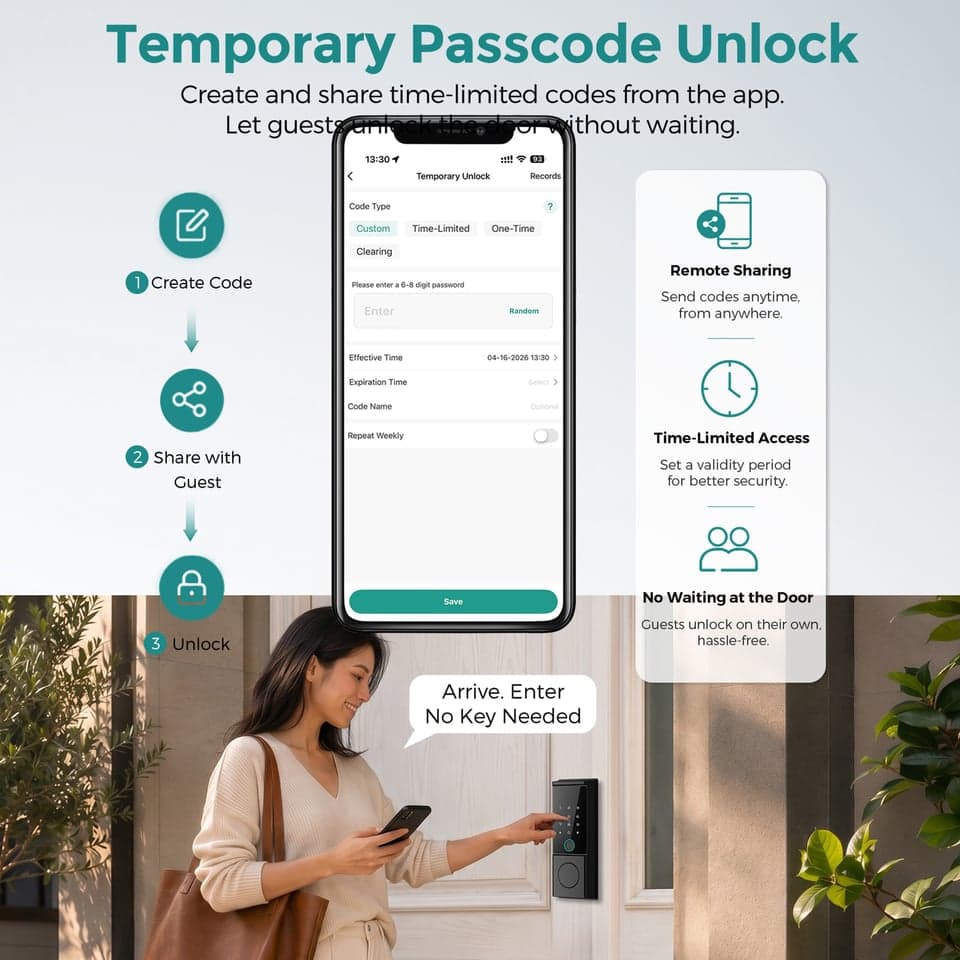 SJJ Fingerprint Deadbolt TTLock Entry detail photo 5 — Tuya/TTLock app