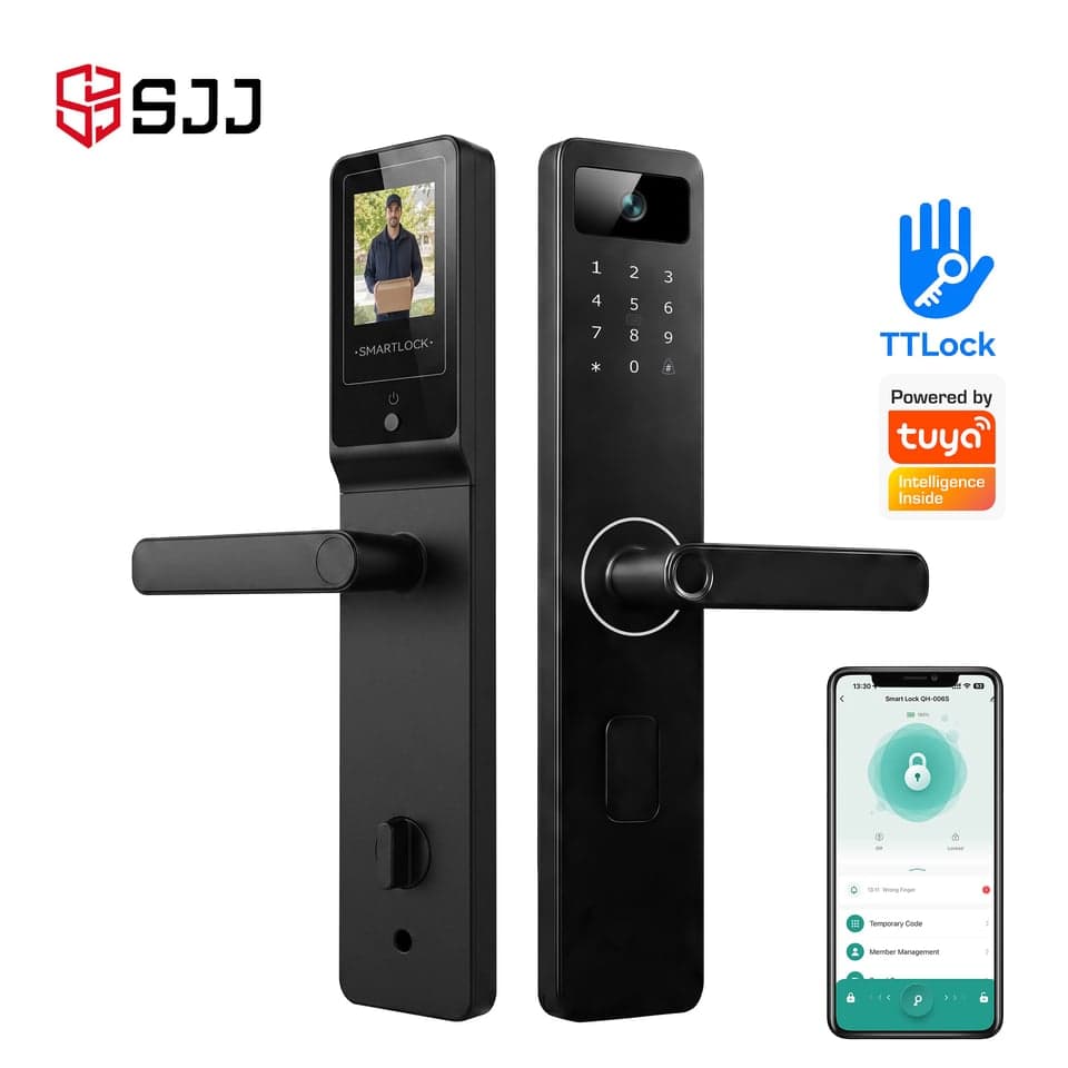 SJJ Fingerprint Lever Lock Mid TTLock — unlock: Fingerprint, Card, Password, Key — Tuya/TTLock app — SJJ wholesale