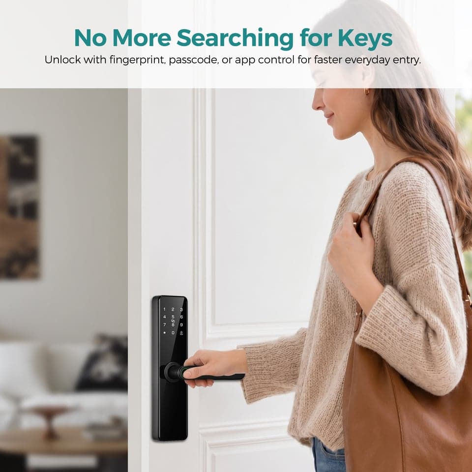 SJJ Fingerprint Lever Lock Aluminum Entry detail photo 5 — Tuya/TTLock app