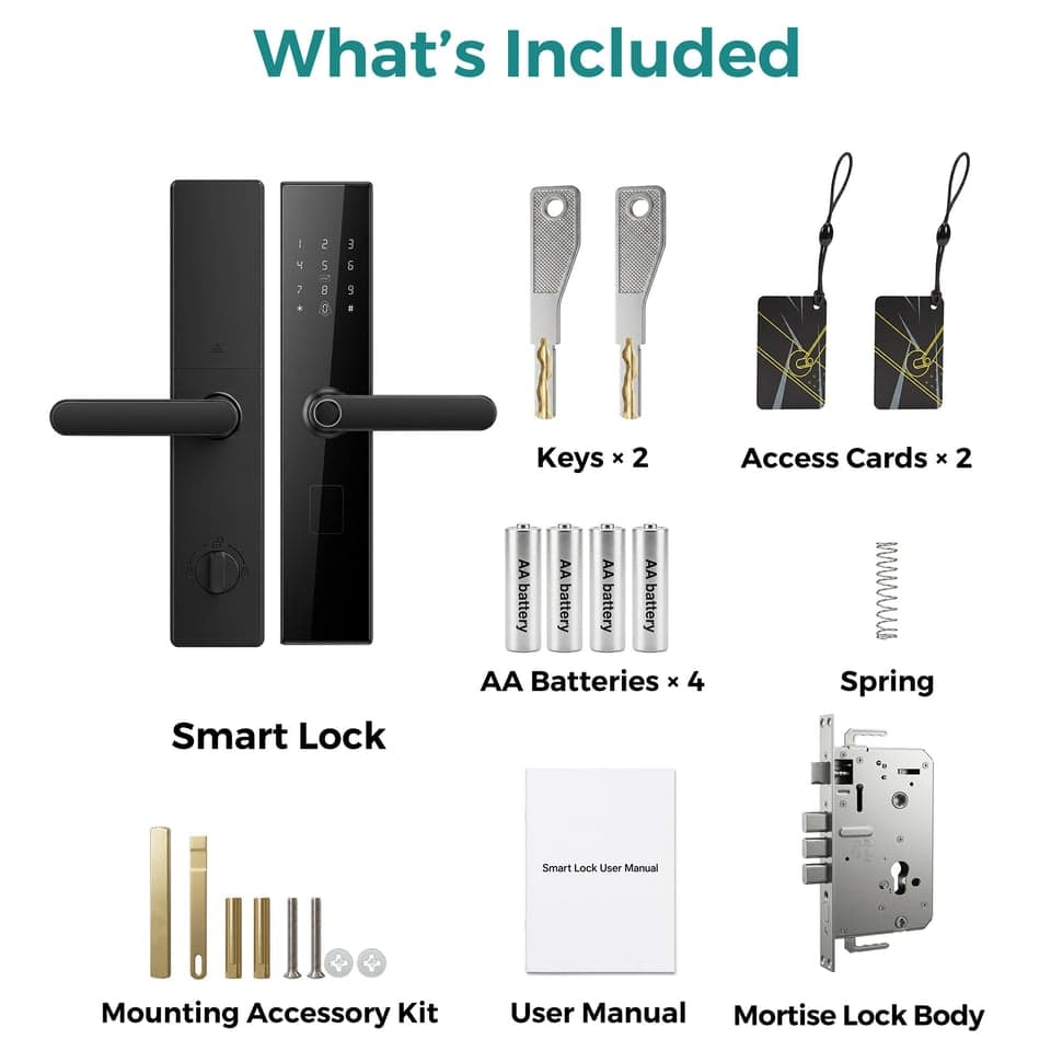 SJJ Fingerprint Lever Lock Wood Entry detail photo 5 — Tuya/TTLock app
