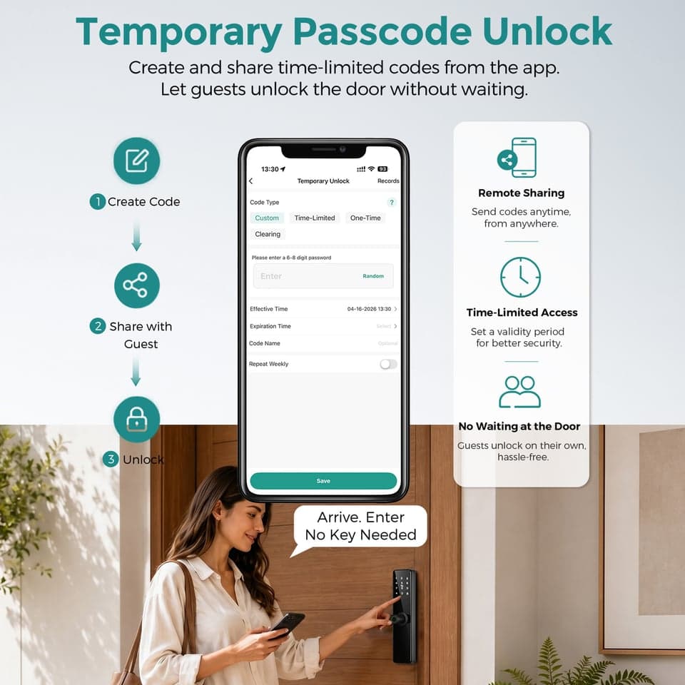 SJJ Fingerprint Lever Lock Aluminum Cloud detail photo 5 — Tuya/TTLock app
