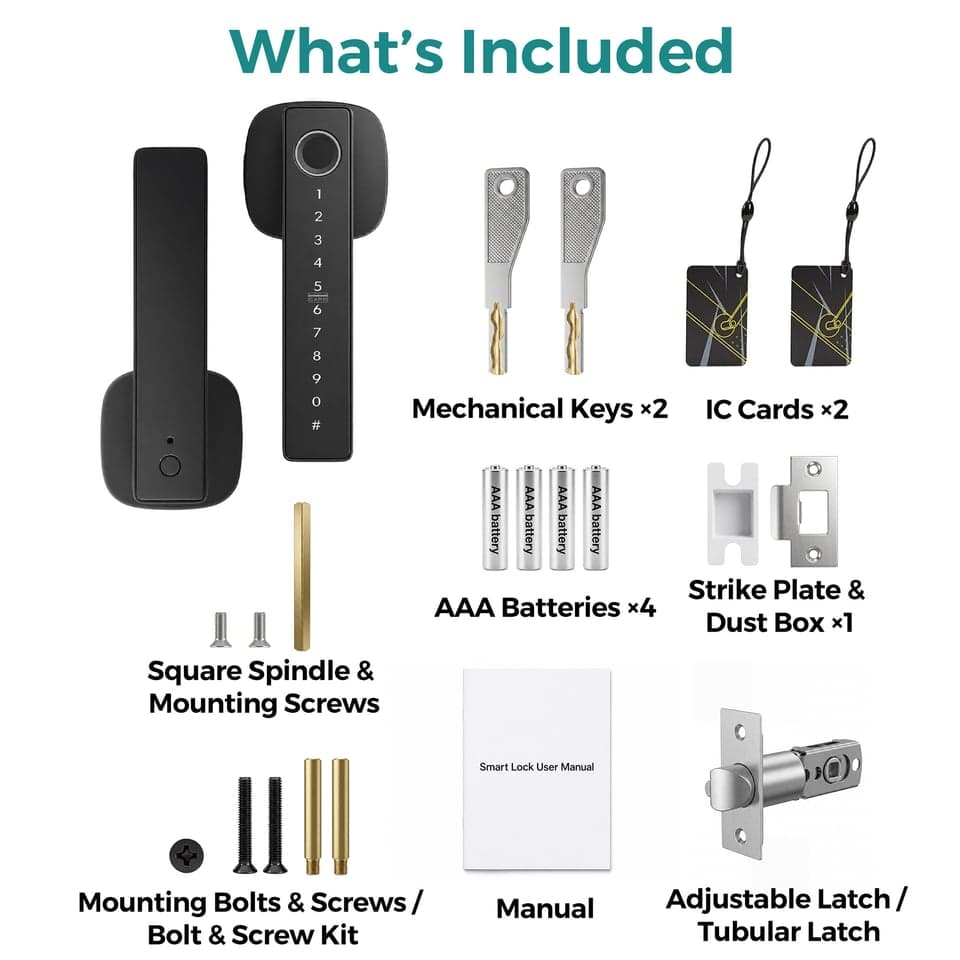 SJJ Fingerprint Lever Lock Aluminum Door detail photo 5 — Tuya/TTLock app