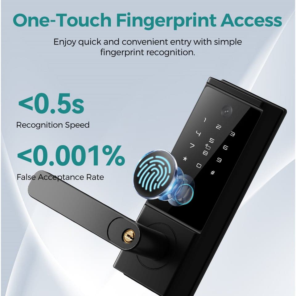SJJ Fingerprint Lever Lock Aluminum/Steel detail photo 3 — Tuya/TTLock app