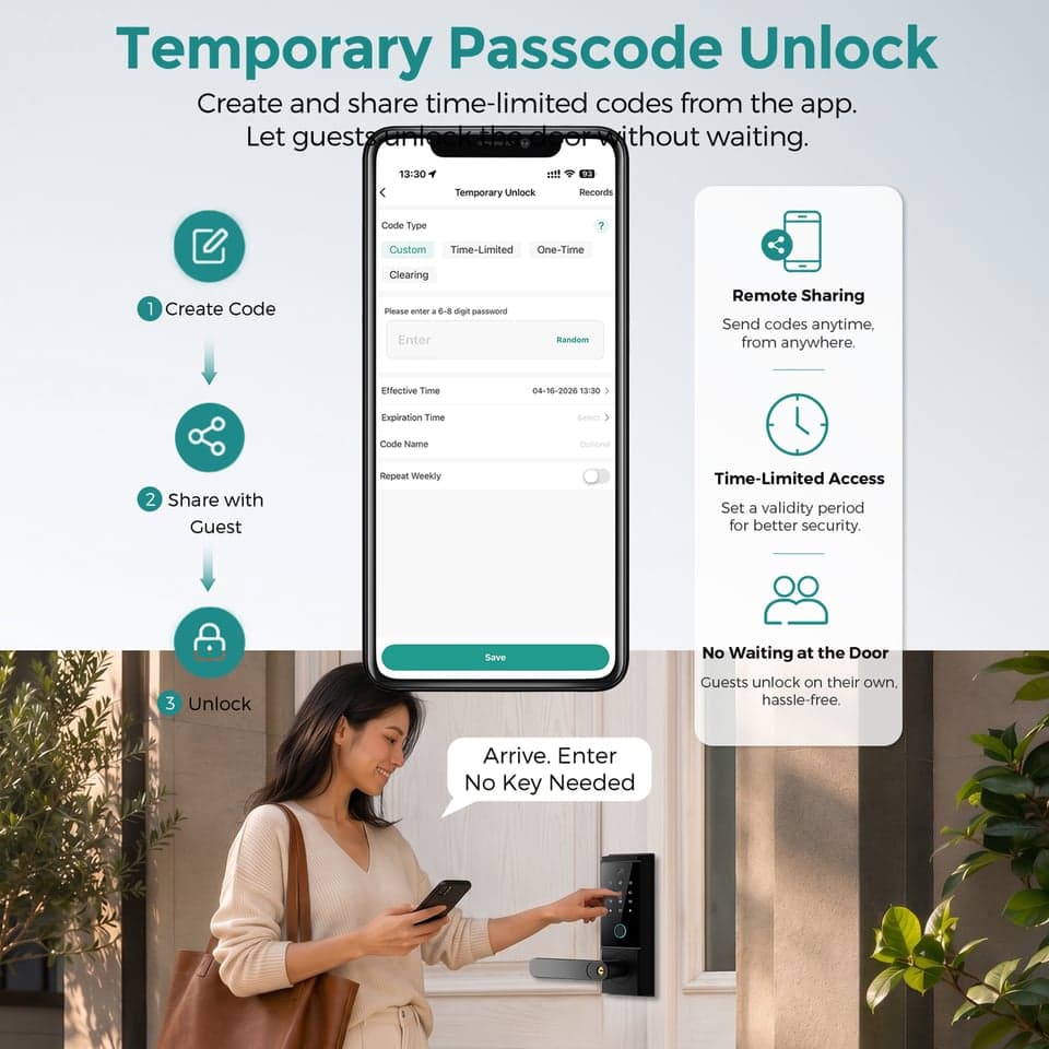 SJJ Fingerprint Lever Lock Aluminum/Steel detail photo 4 — Tuya/TTLock app