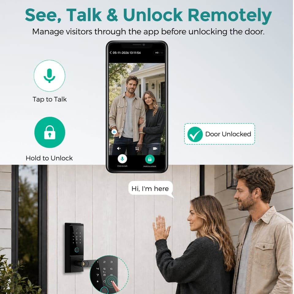 SJJ Fingerprint Lever Lock Aluminum/Steel detail photo 5 — Tuya/TTLock app