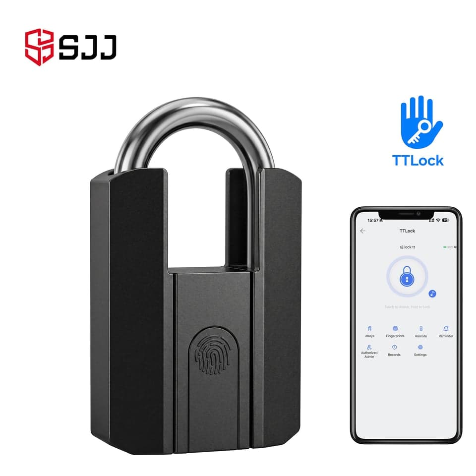 SJJ Fingerprint Smart Padlock — unlock: Fingerprint, Card, App — Tuya/TTLock app — SJJ wholesale