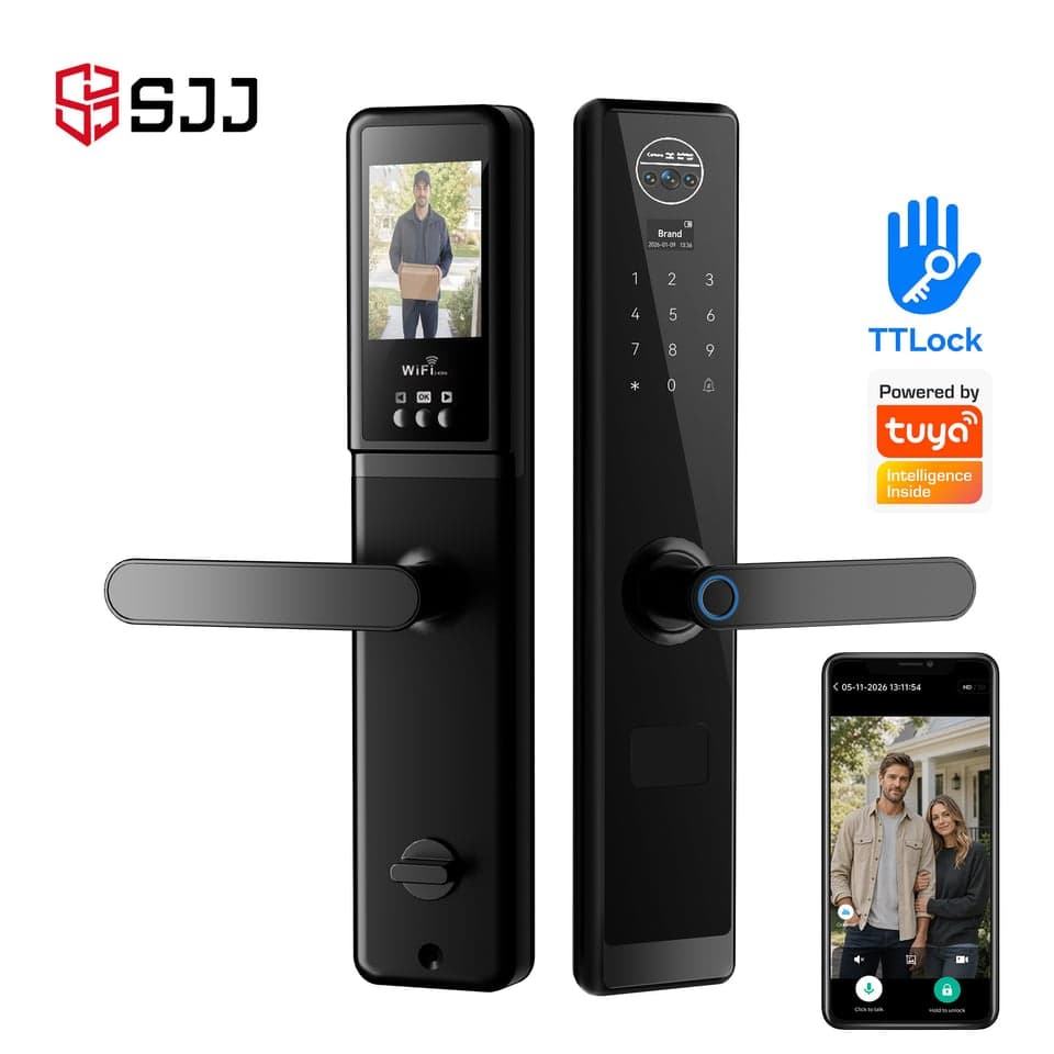 SJJ Fingerprint Lever Lock Alloy Pro — unlock: Fingerprint, Card, Password, Key — Tuya/TTLock app — SJJ wholesale