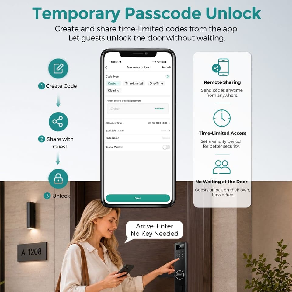 SJJ Fingerprint Lever Lock Premium detail photo 4 — Tuya/TTLock app