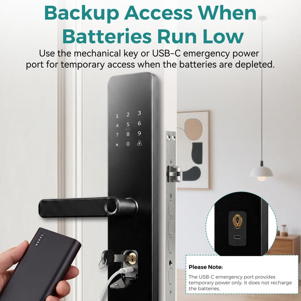 SJJ S2M-Z6 Fingerprint Lever Lock detail photo 2 — Tuya/TTLock app