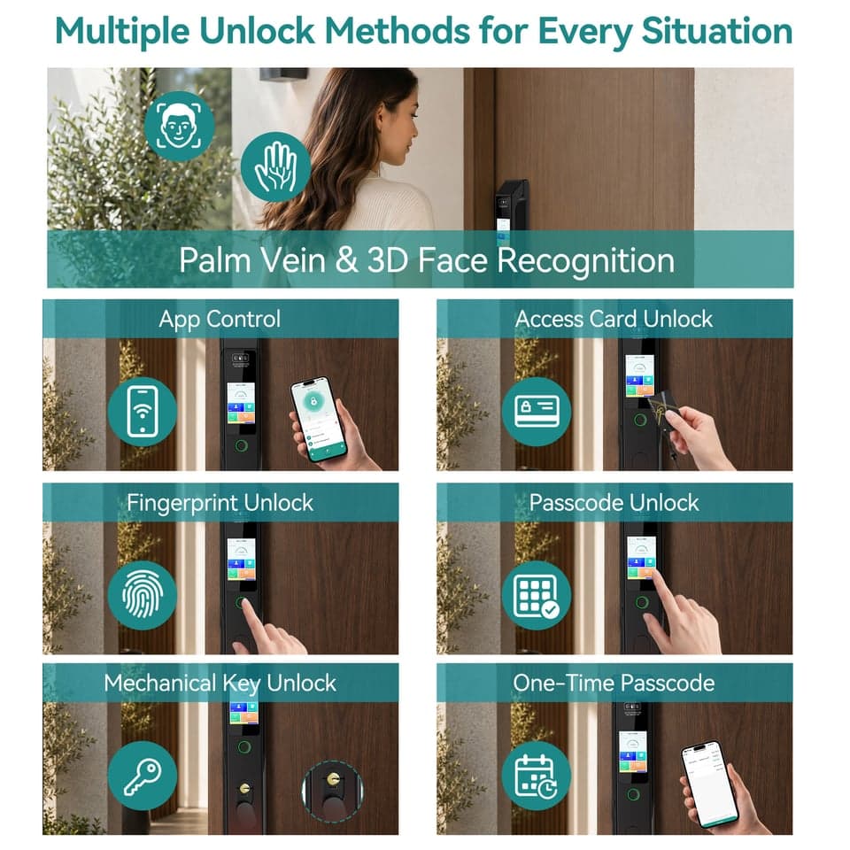 SJJ WiFi Full Auto Door Lock Pro detail photo 2 — video peephole