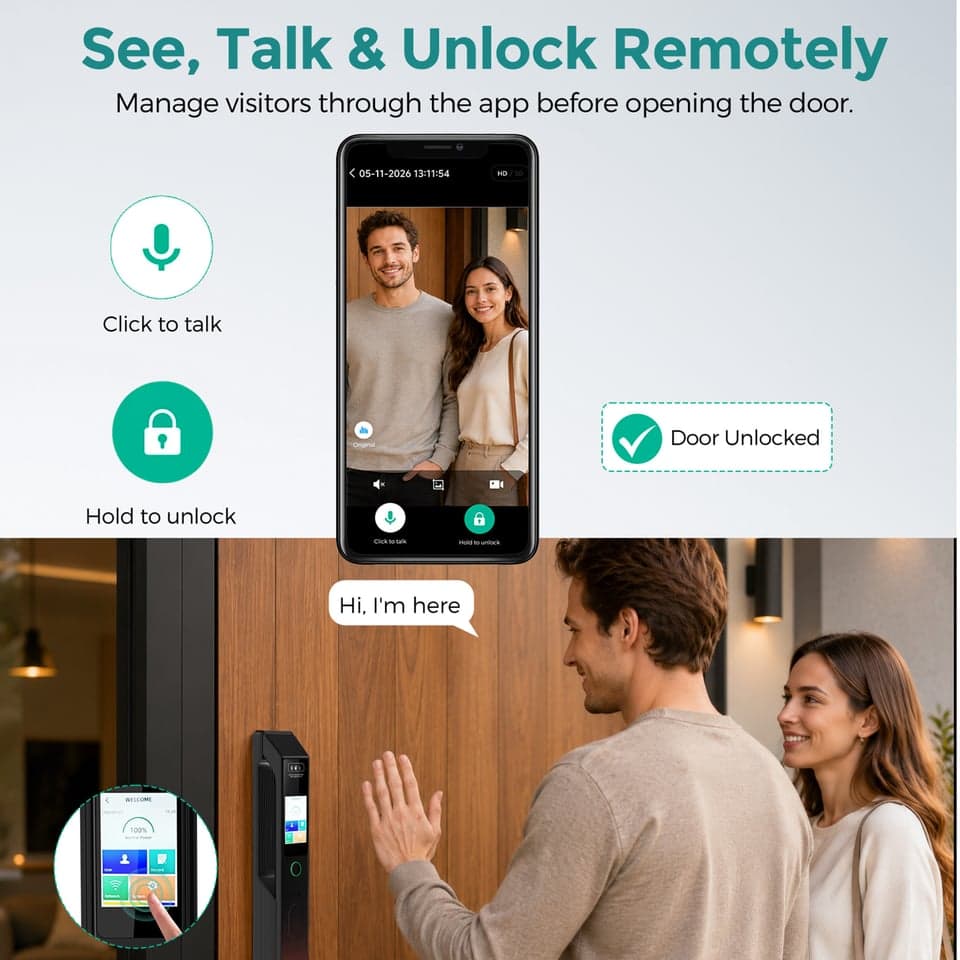 SJJ WiFi Full Auto Door Lock Pro detail photo 3 — video peephole