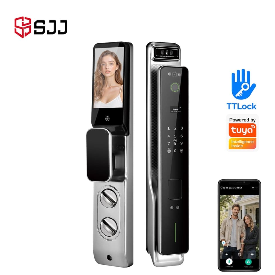 SJJ WiFi Full Auto Lock High — unlock: Fingerprint, Face Recognition, Card, Password — video peephole — face unlock — SJJ wholesale