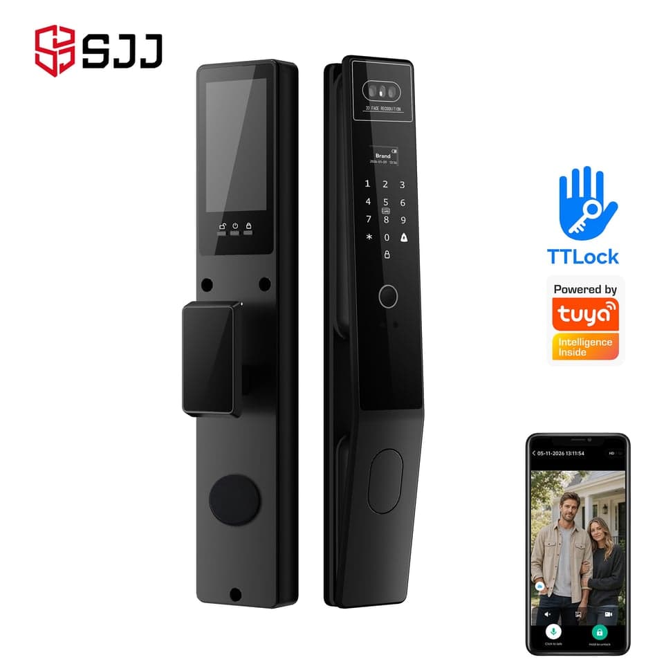 SJJ WiFi Full Auto Lock Mid — unlock: Fingerprint, Face Recognition, Card, Password — video peephole — face unlock — SJJ wholesale